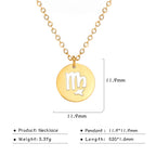 Kkjoy Stainless Steel Star Zodiac Sign Necklaces 12 Constellation Choker Pendants Necklace Aries Libra Leo Collier Birthday Gift