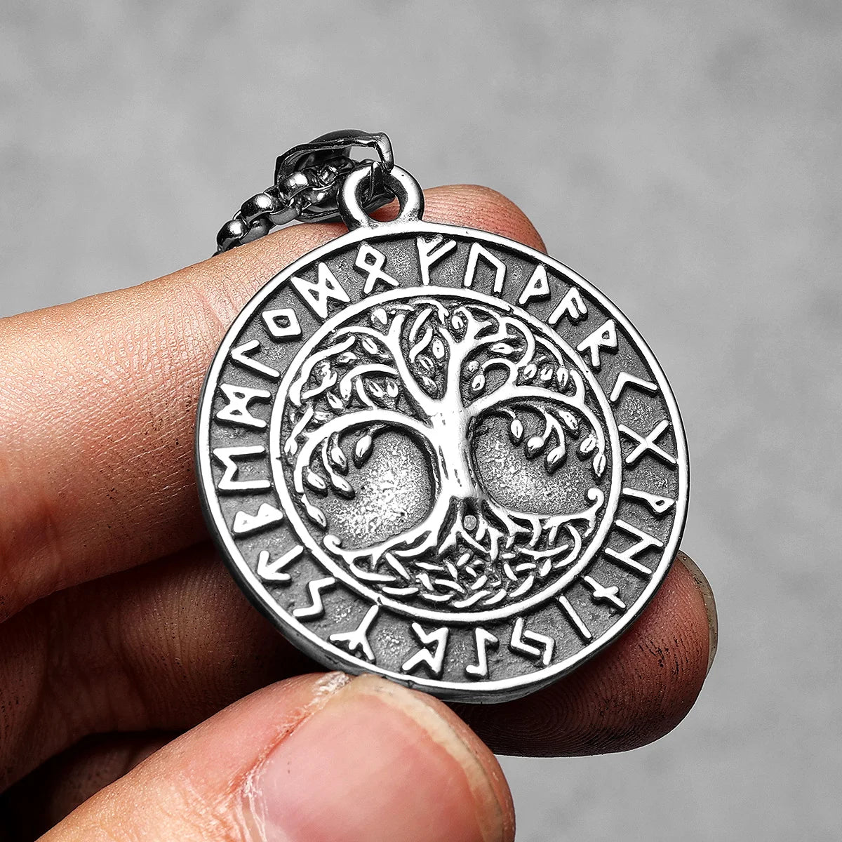 Viking Tree of Life Pendant Necklace — Stainless Steel
