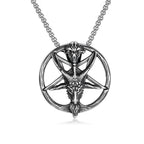 Gothic Vintage Pentagram Satanic Sheep Pendant Necklace For Men Punk Stainless Steel Biker Animal Necklaces Amulet
