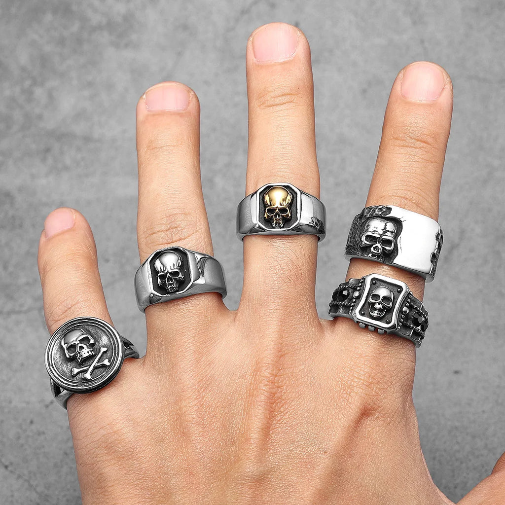 Damaged Skull Ring — Stainless Steel