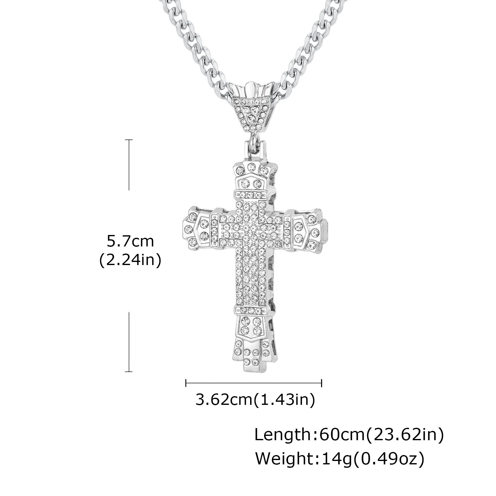 Iced Out Cross Cuban Pendant — Stainless