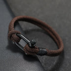 Hiphop Men Stainless Steel Bracelet with Detachable Buckle Nautical Wrap Braclet Bilayer Thread Bicycle Braslet Armband Herren