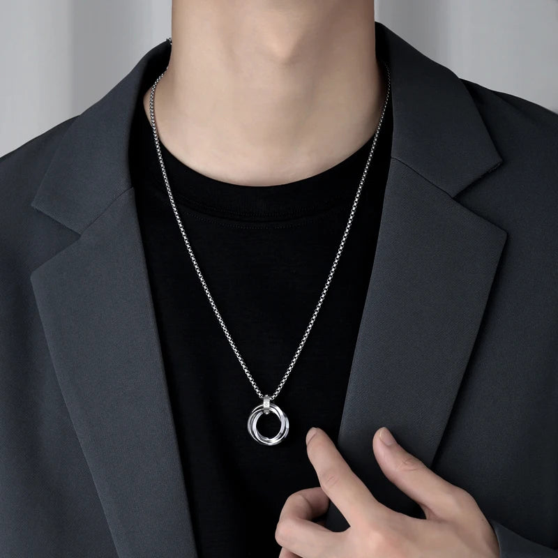 Round Ring Pendant Necklace — Stainless Steel
