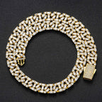 Iced Out Cuban Link Choker Necklace — Two-Tone Square CZ