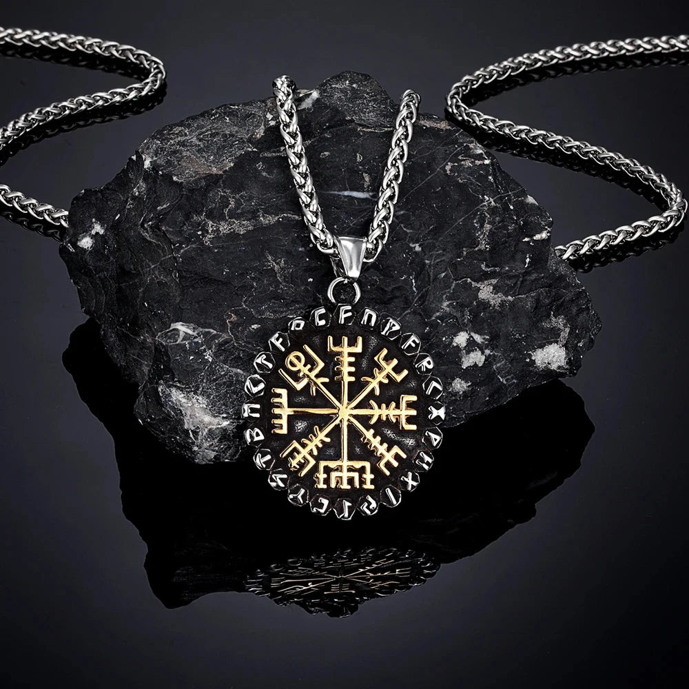 Viking Vegvisir Stainless Steel Pendant Necklace