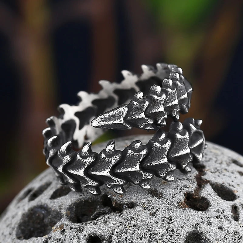 316L Stainless Steel Vintage Creative Spine Ring Opend Ring Dragon Bone Anels For Man Women Jewelry For Best Friend Gift