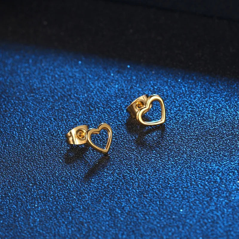Love Heart Hollow Stud Earrings — Stainless