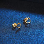 Love Heart Hollow Stud Earrings — Stainless