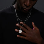 Layered Compass Cuban Figaro Necklace — Stainless Steel