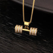 Fashion Crystal Barbell Dumbbell Pendant Necklace Fitness Weightlifting Necklace Women's Gym Sports Copper Jewelry Gift