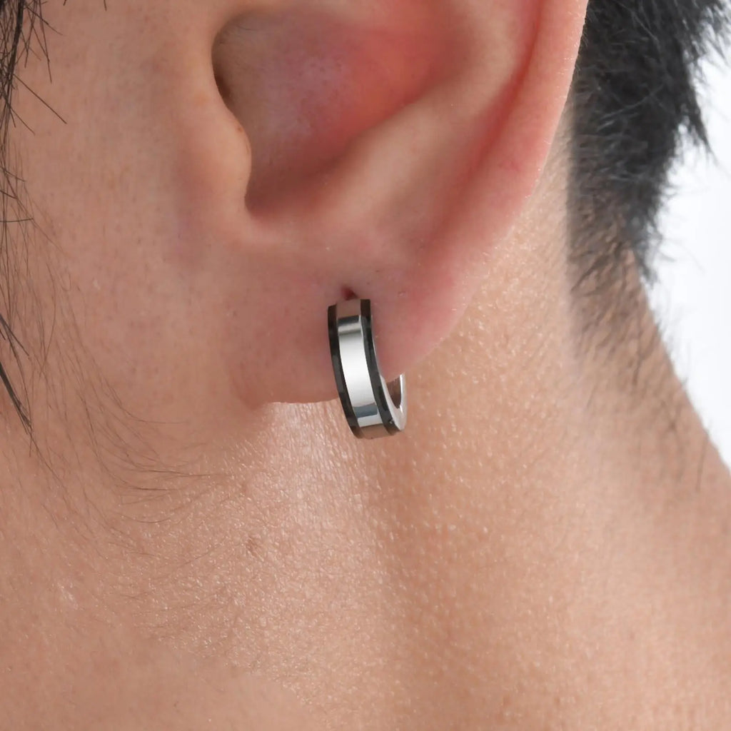Minimal Circle Huggie Hoop Earrings — Stainless Steel