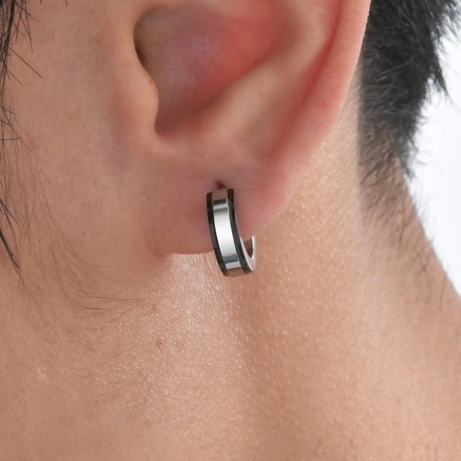 Minimal Circle Huggie Hoop Earrings — Stainless Steel