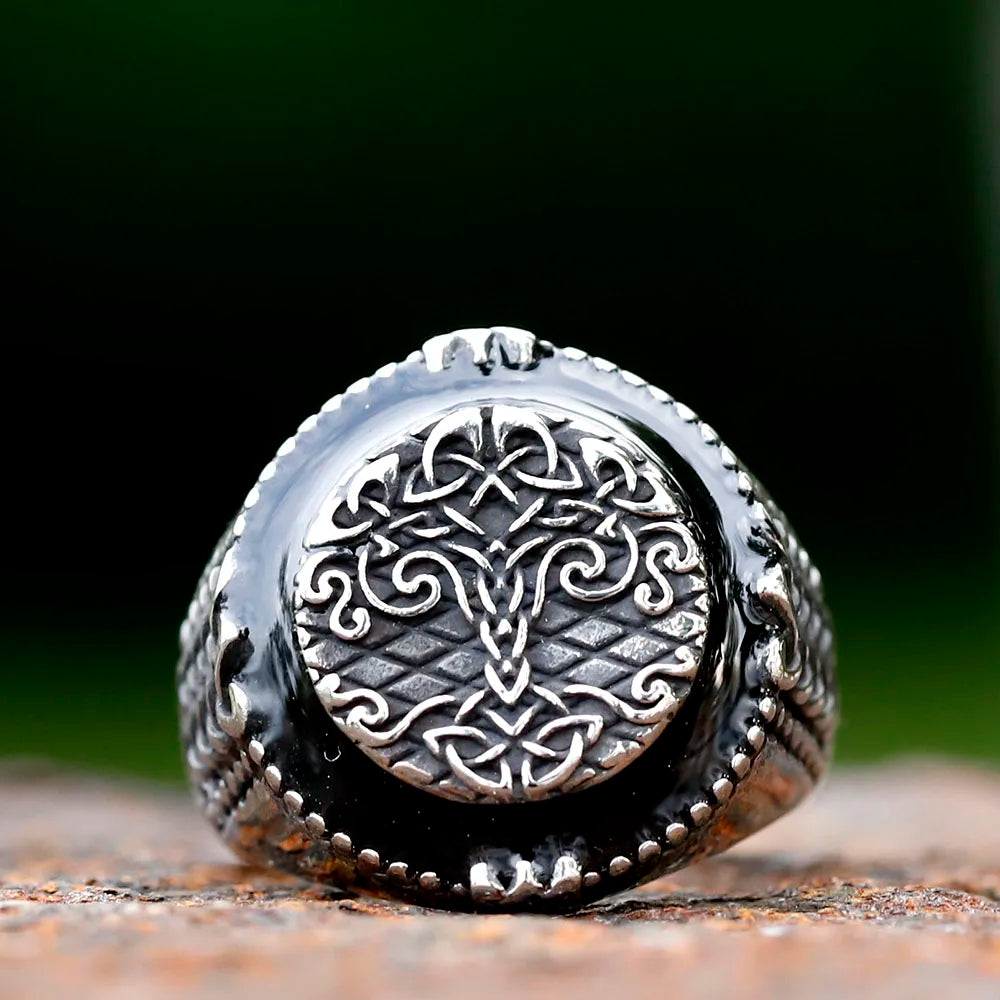 Viking Yggdrasil Tree of Life Ring — Nordic Mythology, Titanium