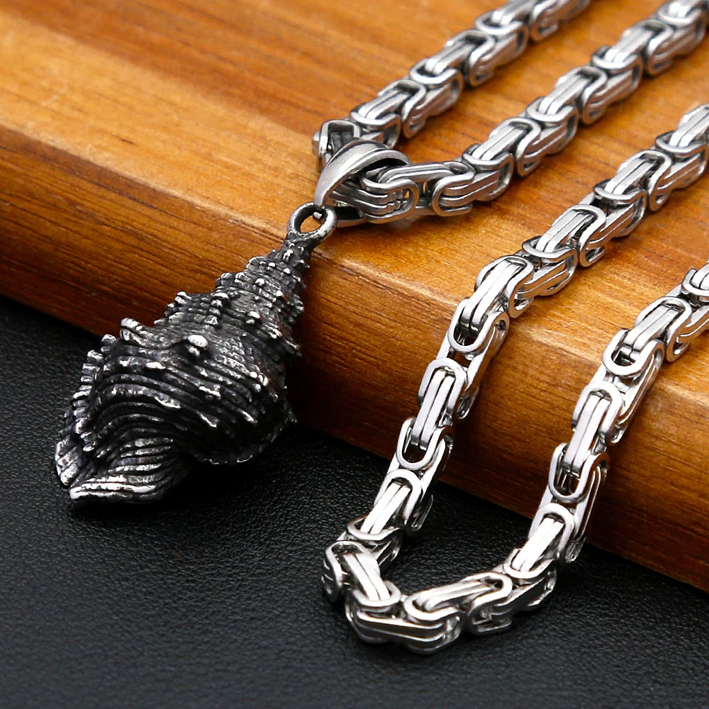 Retro Seashells Conch Necklace Stainless Steel Punk Fashion Sea Shell Pendant Chain For Men Women Cool Beach Surfing Jewelry