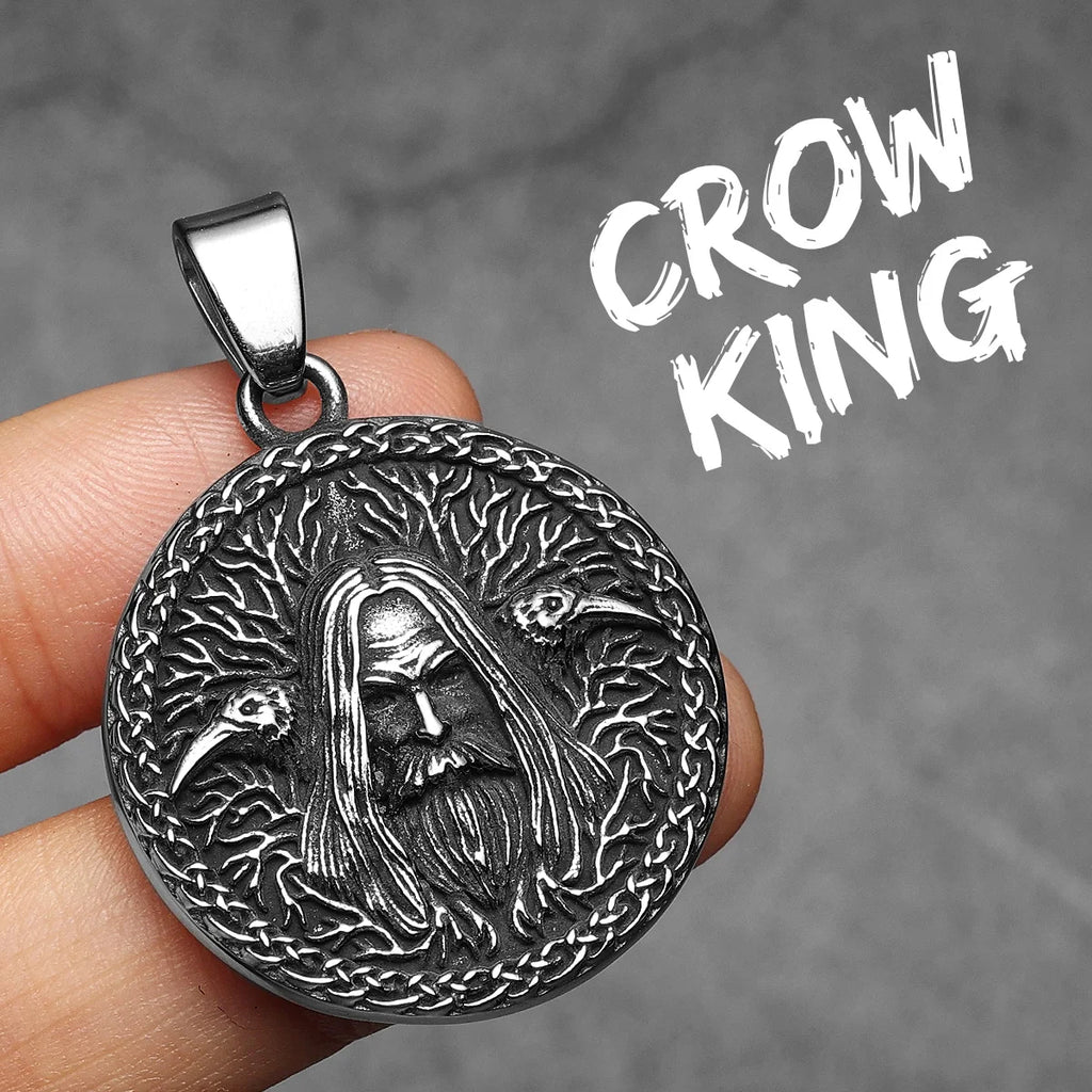 Viking Raven Wizard Pendant Necklace — Stainless Steel