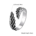 Punk Wings Ring for Men,Vintage Stainless Steel Open Adjustbale Ring,Hip Hop Jewelry for Daily Wear Party Gift