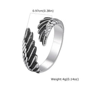 Punk Wings Ring for Men,Vintage Stainless Steel Open Adjustbale Ring,Hip Hop Jewelry for Daily Wear Party Gift