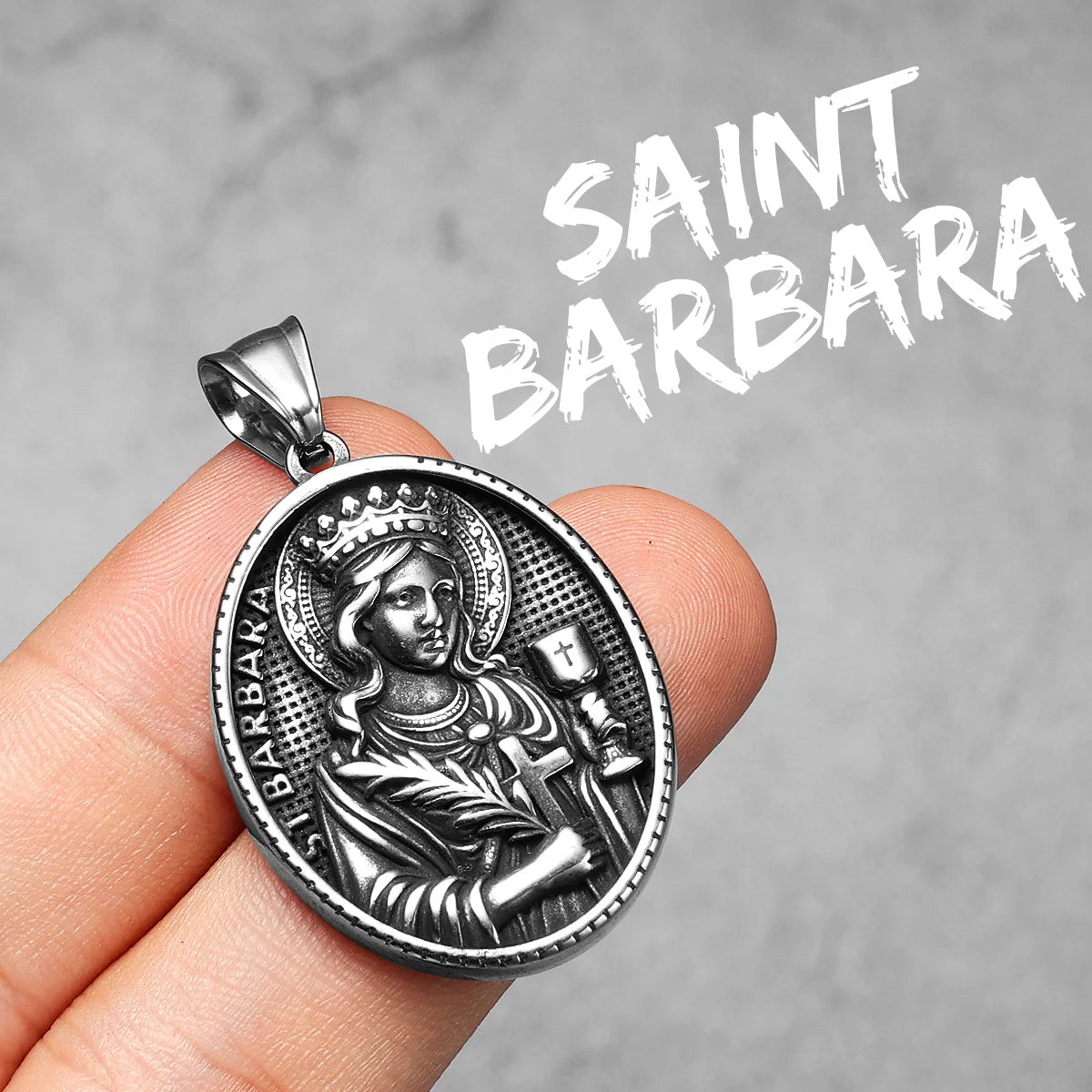 Virgin Mary Pendant Necklace Stainless Steel Vintage