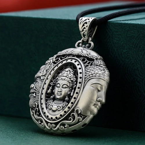 Buddhist Silver Pendant Necklace