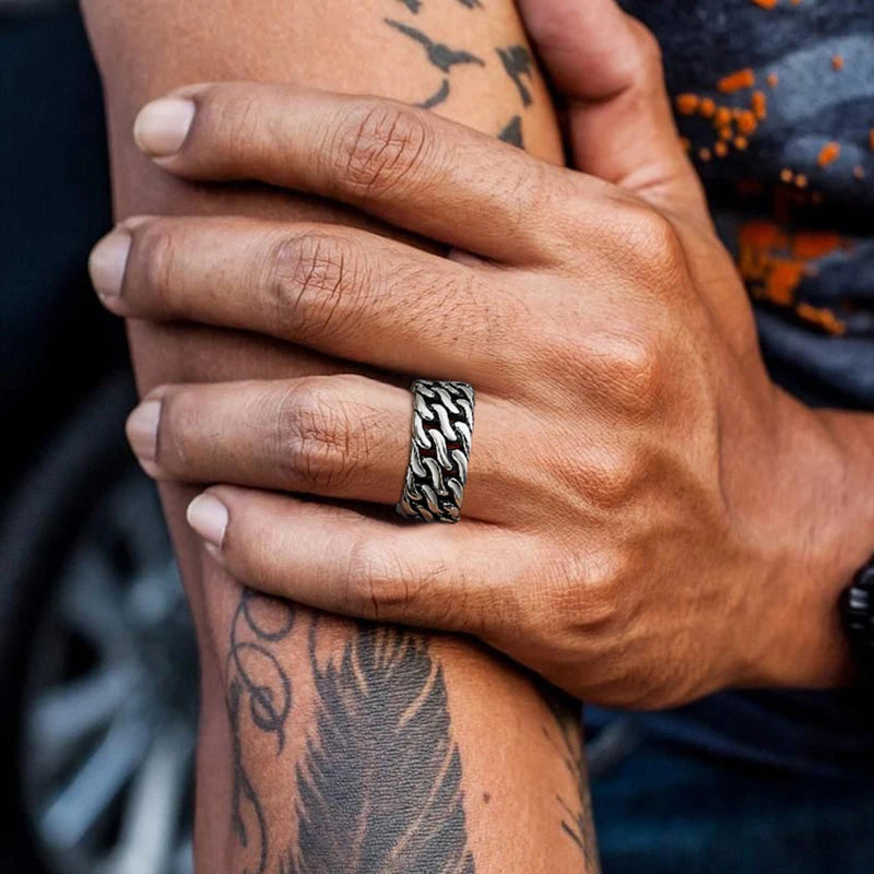 Cuban Twisted Chain Ring 10mm — Stainless Steel