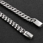9MM Wide Curb Link Chain Man Bracelet for Men In Polished Stainless Steel Men's Wrist Bracelets On Hand Jewelry Mannen