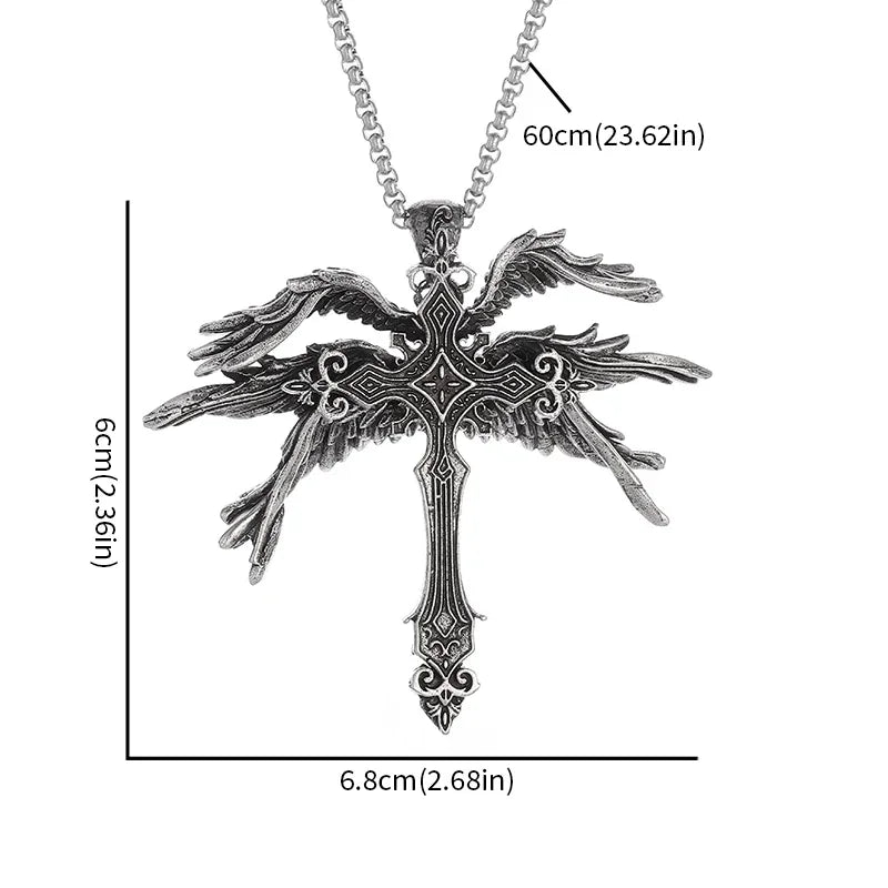 Cat Wings Animal Pendant Necklace — Silver