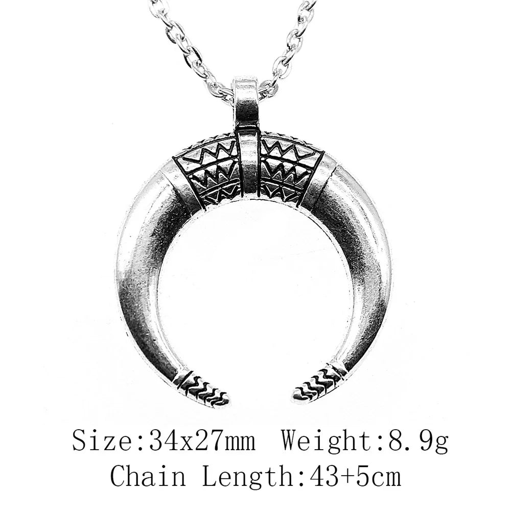 Witch Horn Crescent Moon Pendant — Stainless Steel