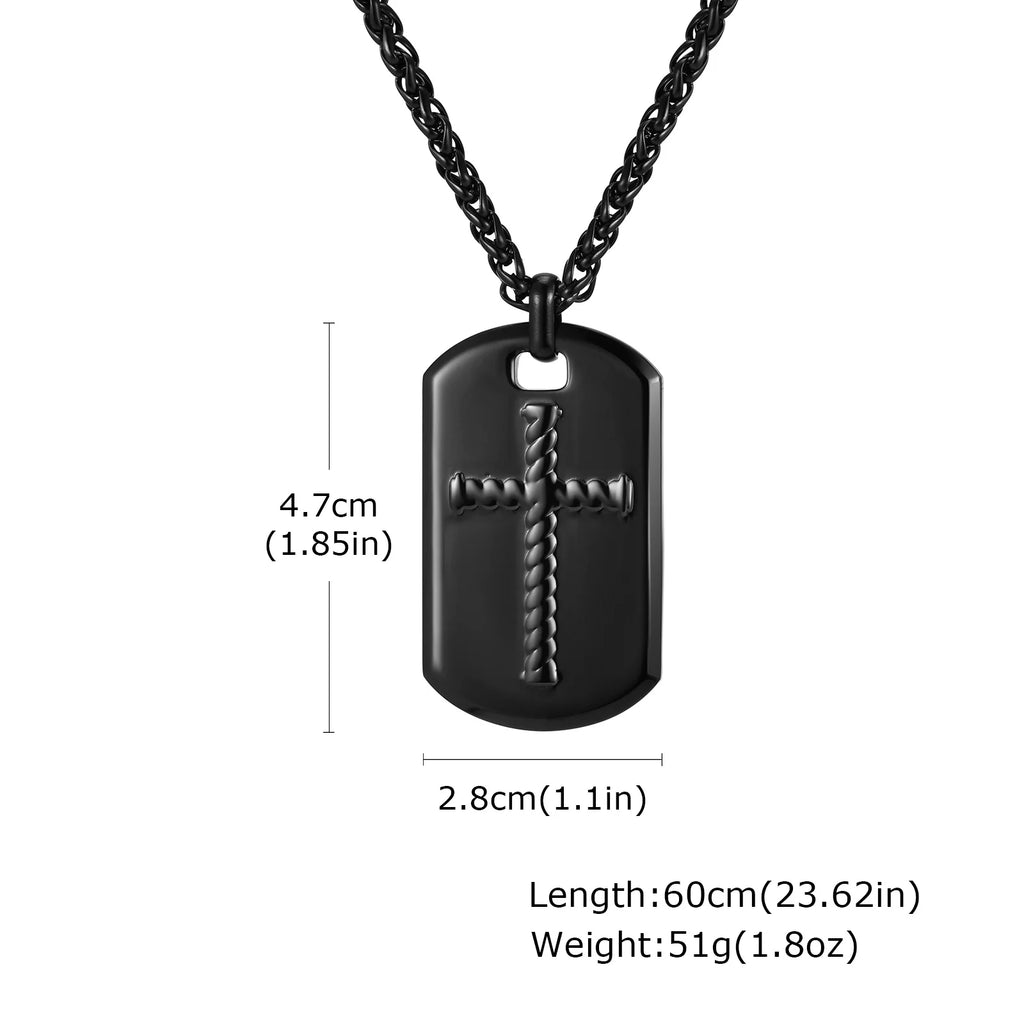 Cross DogTag Pendant Necklaces for Men Boys,High Polished Stainless Steel Pendant Necklaces,Jewelry Gifts for Husband DAD BBF