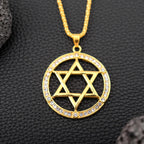Jewish Hexagonal Star Pendant Necklace — Crystal