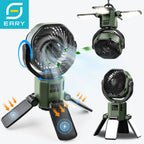 Eary Solar Powered Fan 6000mAh Battery Operated 4 Speed Wind With Led Light Outdoor Tent Fans for Camping Essentials