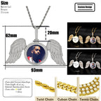 Angel Wings Photo Pendant Necklace Iced Out