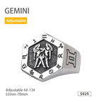 925 Sterling Silver Zodiac Sign Ring for Men Adjustable Aries Minimalist Personalized Gift for Boyfriend