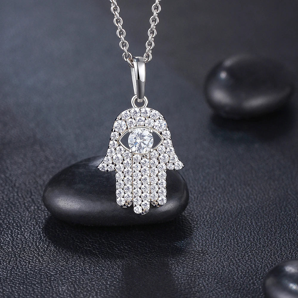 Iced Out Hamsa Hand Pendant