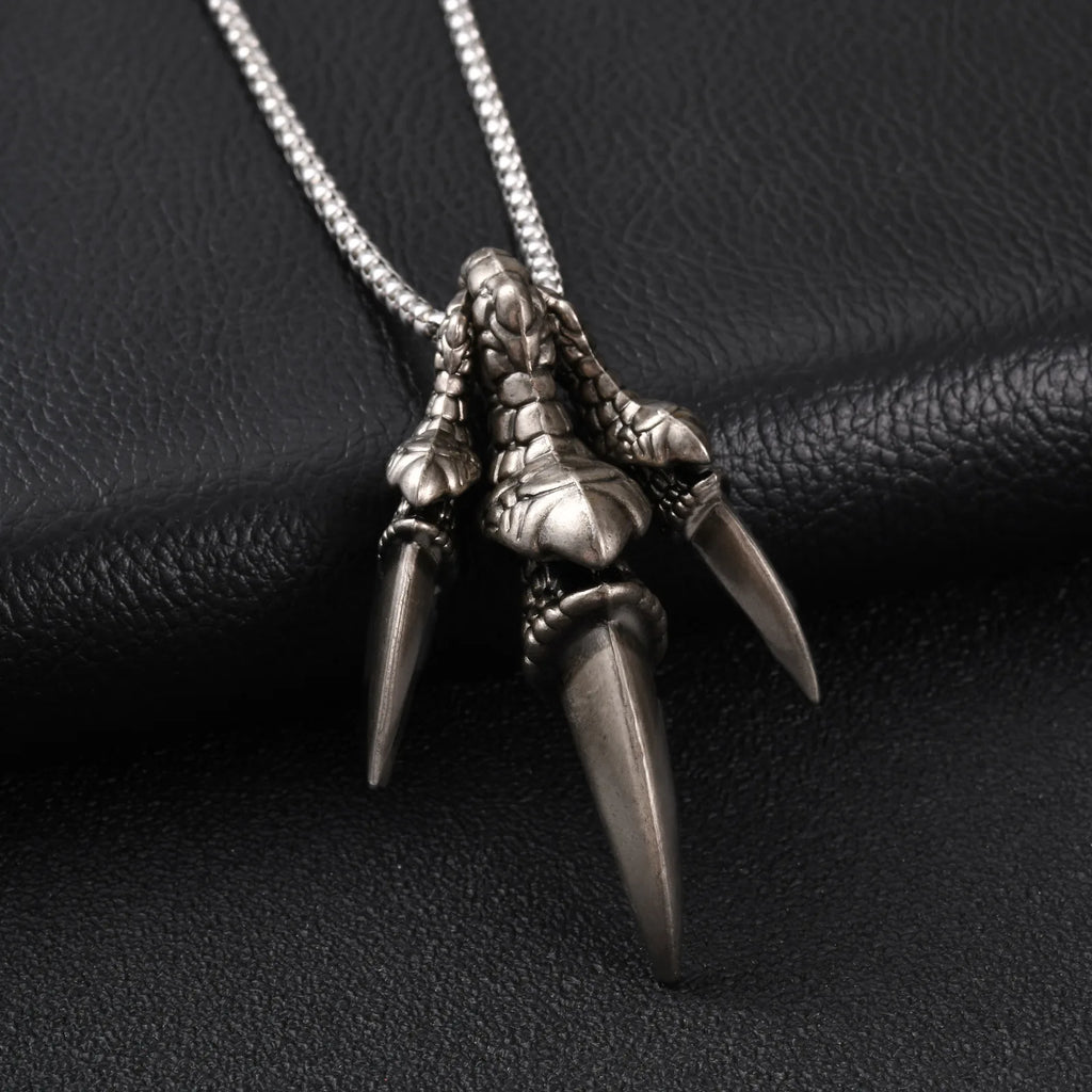 Vnox Men's Metal Dragon Claw Pendant Necklace Punk Rock Hip Hop Box Chain Party Halloween Jewelry Gift for Father Husband Son