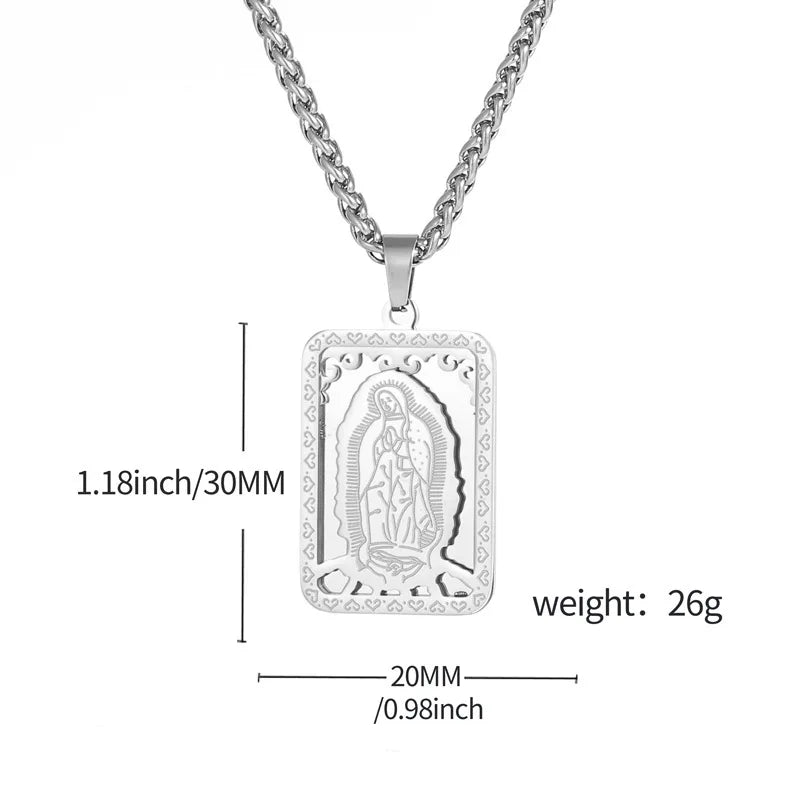 Virgin Mary Stainless Steel Pendant Necklace