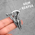 Grim Reaper Death Skull Pendant Necklace — Stainless