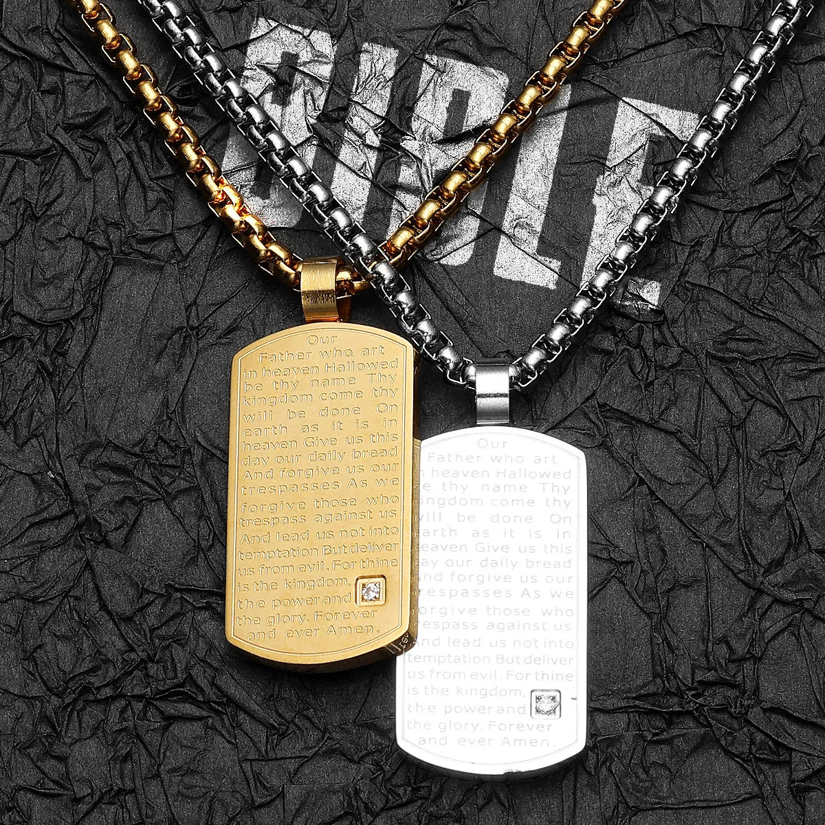 Bible Gemstone Pendant — Stainless Steel
