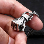 Retro Strength Fist Hand Pendant Necklace Stainless Steel Clenched Fist Hand Amulet Pendant Unisex Gothic Hip Hop
