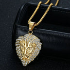 Iced Out Lion Gold Pendant Necklace