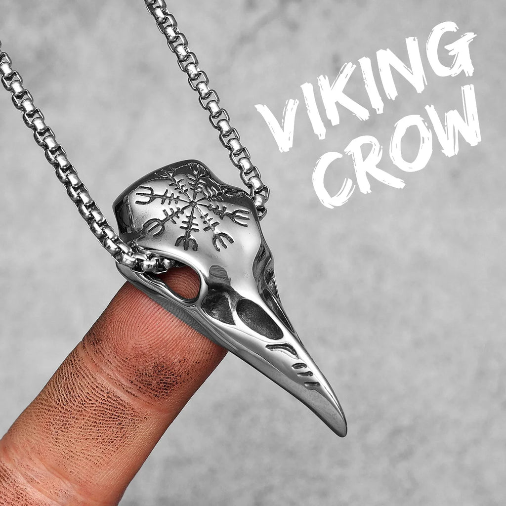 Viking Crow Simple Men Necklaces With Pendant Stainless Steel Jewelry For Male Women Punk Hip Hop Accessories Gifts Wholesale