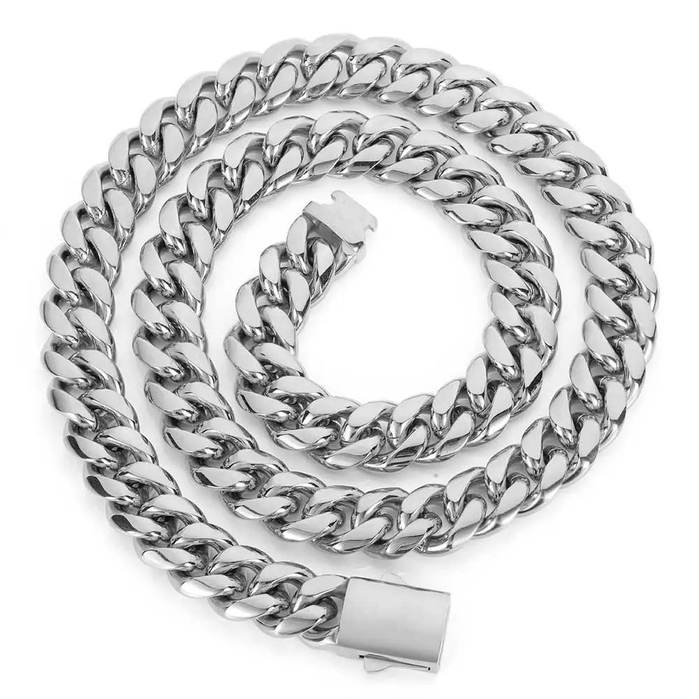 Stainless Steel Cuban Chain Necklace Miami 8/10/12MM