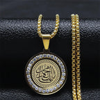 Muslim Islamic Religious Stainless Steel Crystal Necklace Women Islam Quran Allah Pendant Necklaces Arabic Jewelry