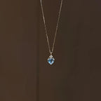 Blue Tears Heart Crystal Pendant Necklace