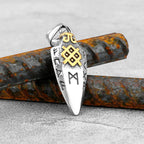 Norse Runes Odin's Spear Necklace Men's Gold Color Stainless Steel Arrowhead Pendant Valknut Talisman Male Vikings