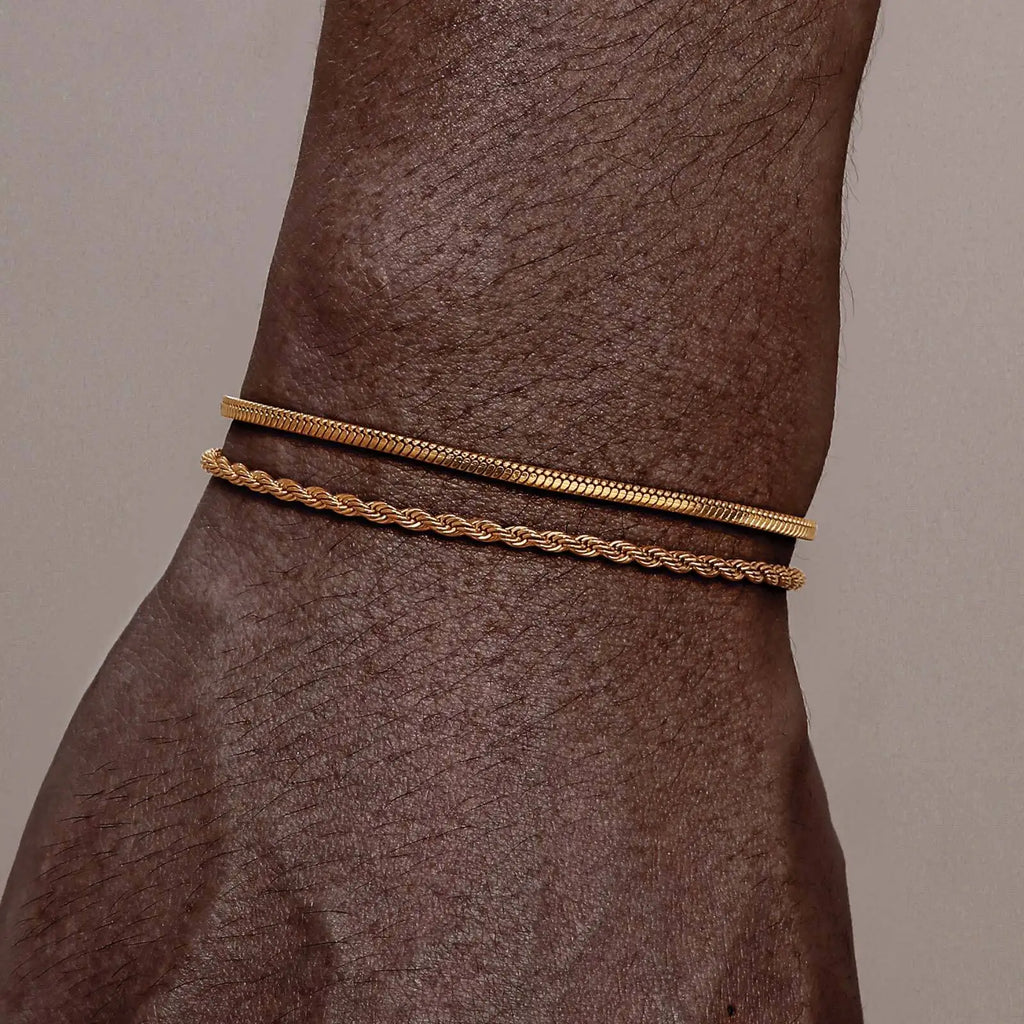 Rope Chain Bracelet Set — Stainless Steel