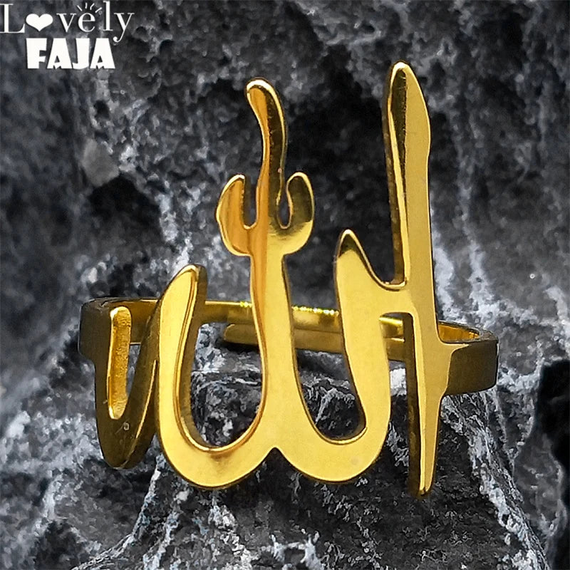 Steel Ring Vintage Arab Islam Allah Prayer