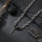 Silver Cross Pendant Chain Necklace Titanium Steel