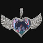 Angel Wings Photo Pendant Necklace Iced Out