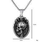 Silver Skull Pendant Necklace Box Chain Stainless