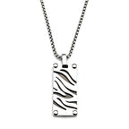 Hip Hop Stainless Steel Two-Tone Hollow Geometric Zebra Print Dog Tag Pendant Necklace for Men Male Punk Chain Jewelry Gift